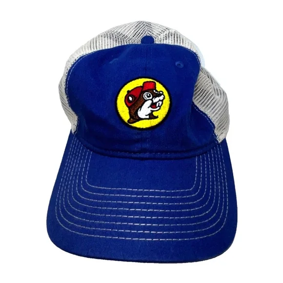 Buc-ee’s Gas Station Blue White Mesh Snapback Baseball Cap Hat EUC - Picture 3 of 10